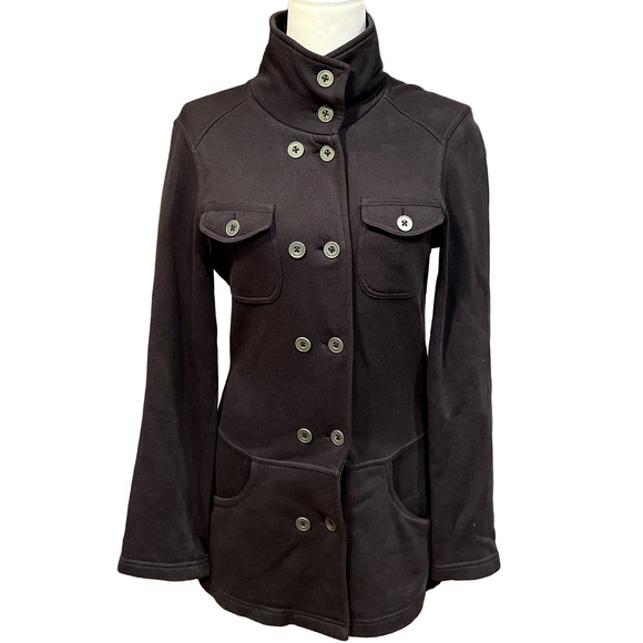 prAna Tori Double Breasted High Collar Charcoal Military Style Jacket - Picture 4 of 13